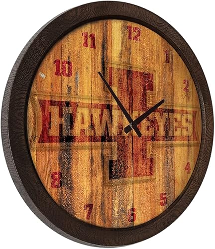 Miniatura 377 de The Fan-Brand NCAA Oklahoma Sooners: Faux Barrel Top Wall Clock Sports Team Bar Sign Décor - Home Man Cave, Party Decoration - Made On Demand
