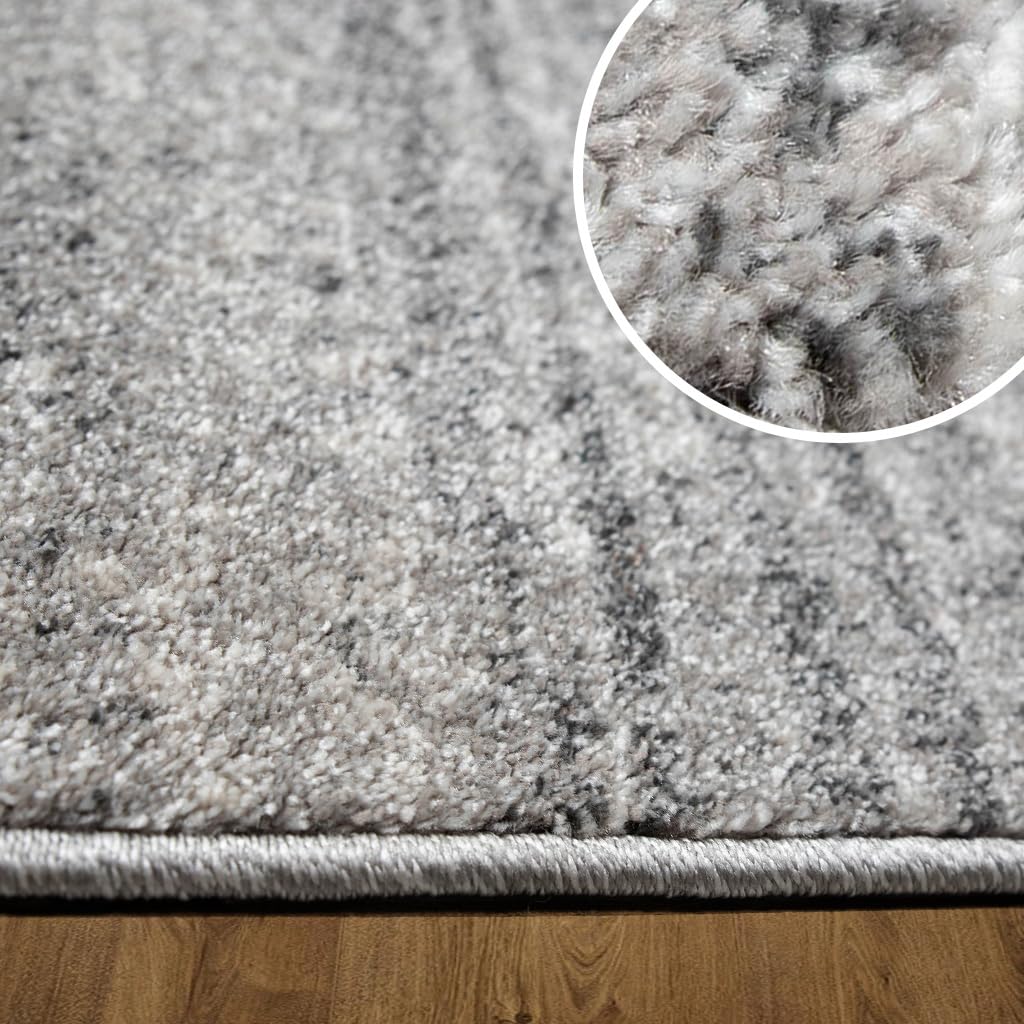 oKu-Tex Designer Teppich, Wohnzimmerteppich Mercur, weicher Webteppich grau meliert, modernes Design, 80 x 150 cm, Schadstofffrei nach Öko-Tex Standard 100
