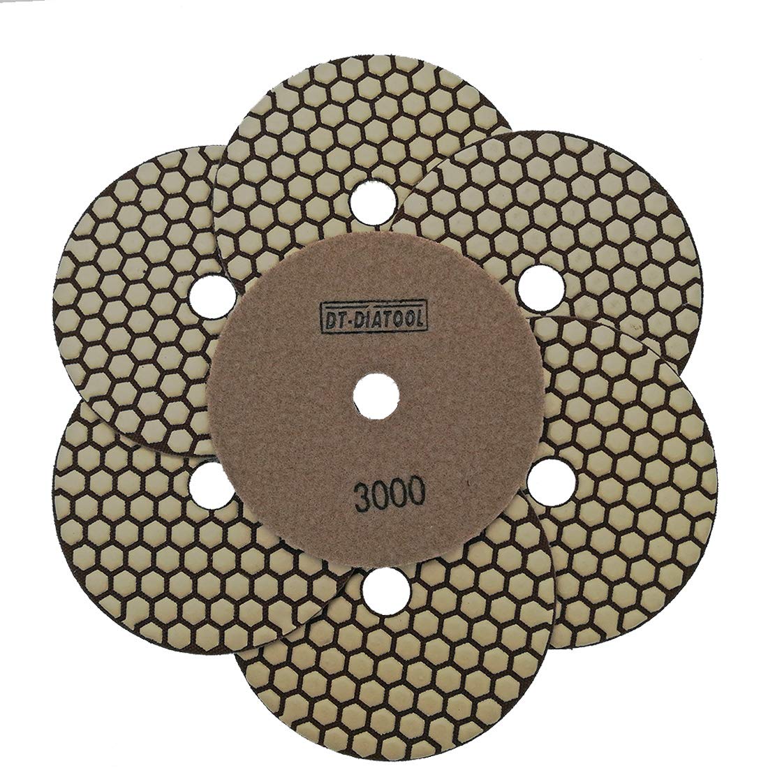 DT-DIATOOL Diamante Almohadilla de Pulido Seco 125mm 7 Piezas #3000 para Granito Mármol Cerámico