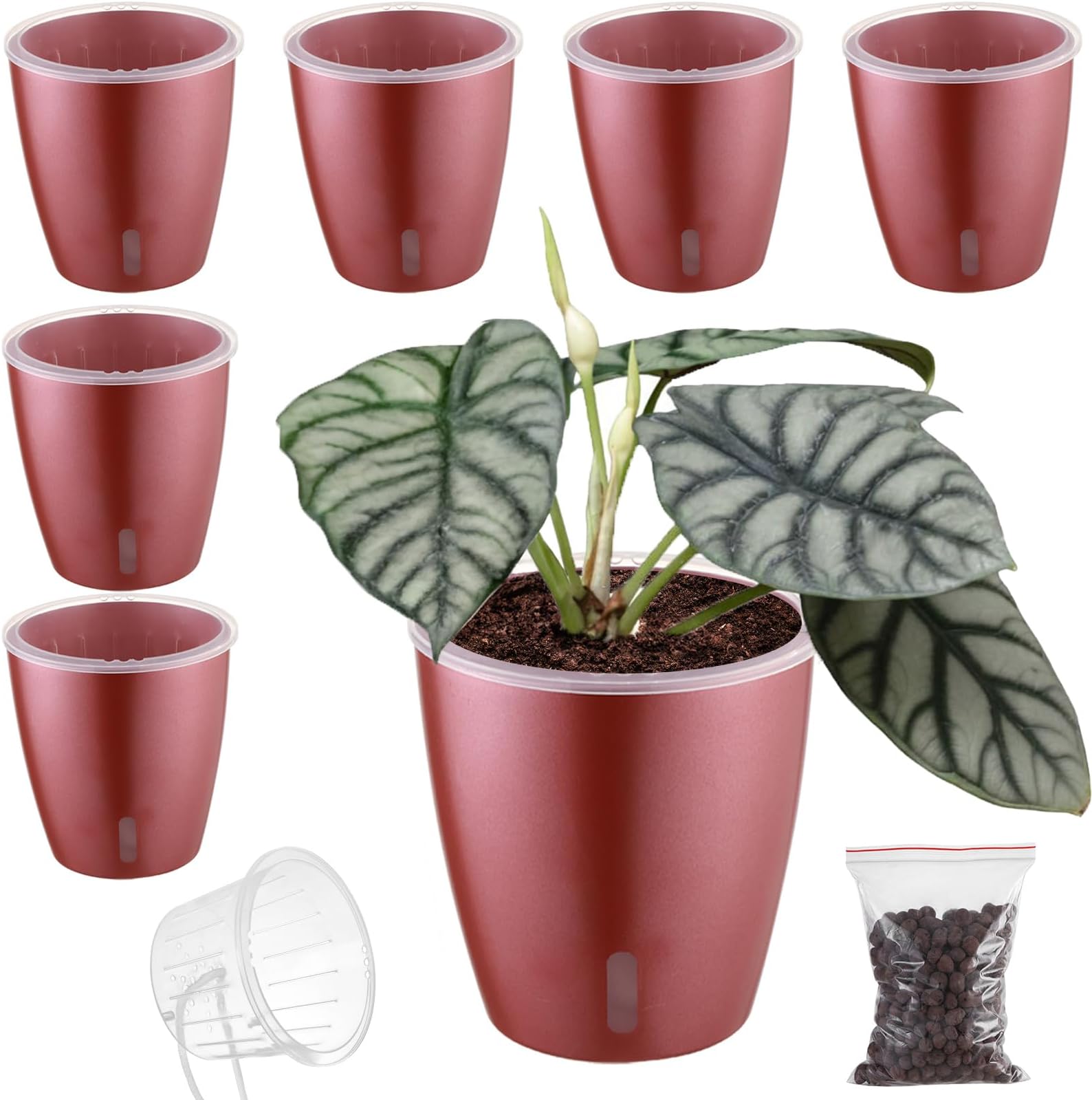 6 Pack5 Inch Self Watering Plant Pot for Indoor Plants
