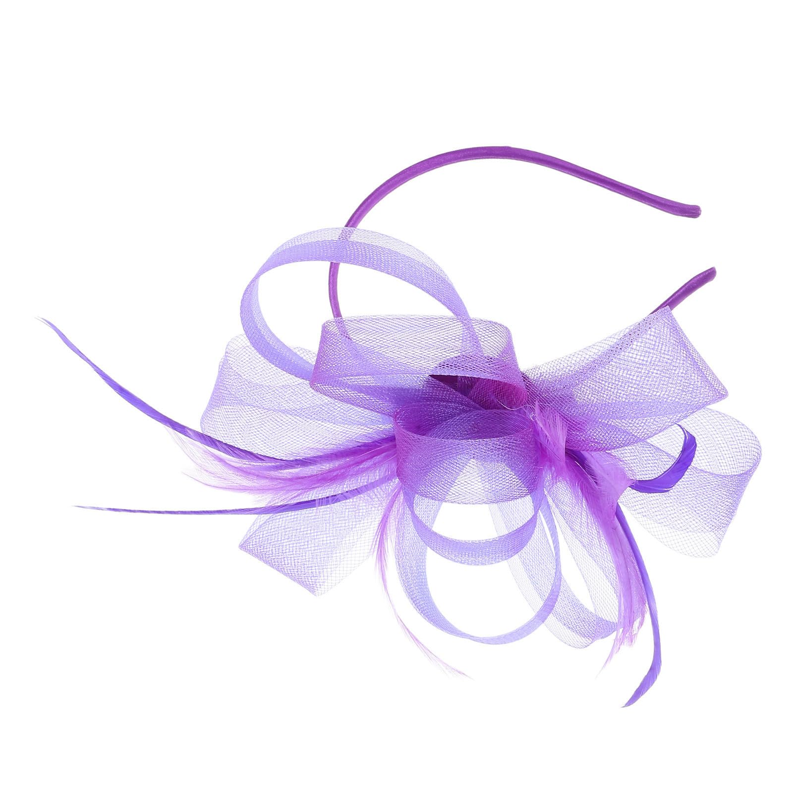 SEWACC 5 Juegos Diadema de Plumas Púrpura para Mujer Lazo Elegante y Clip Cómodo, Accesorio Multifuncional Adecuado para Bodas y Fiestas