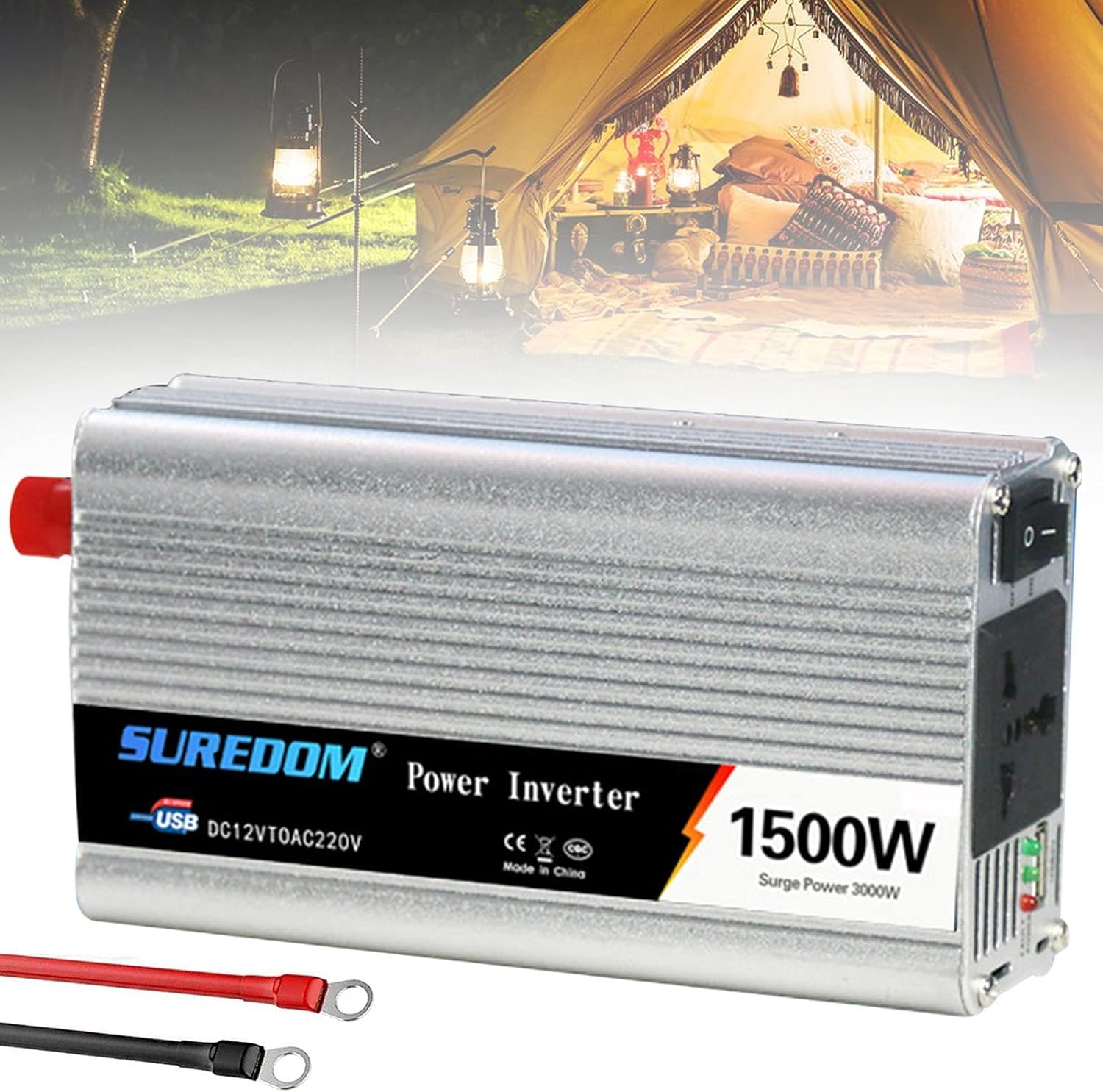 Falownik 300w 500w 600w 800w 1000w 1200w 1500w 2000w Czysta Fala Sinusoidalna Dc 12v Na Ac 110v 120v Przetwornica Napięcia Z Gniazdami Ac I Portem Usb Do Kamperów Samochody, 12V/110V, 1500W