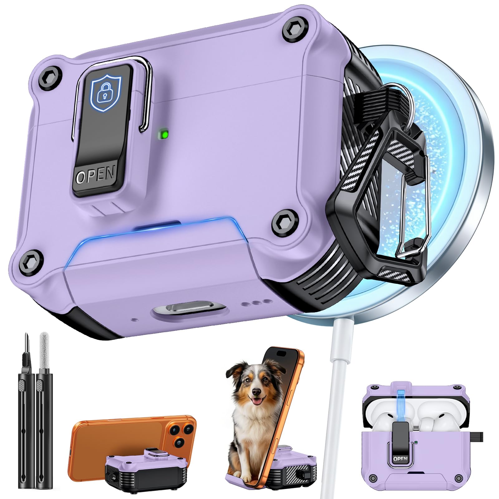 Inesore for AirPods Pro 3 Case with Secure Lock (Purple)