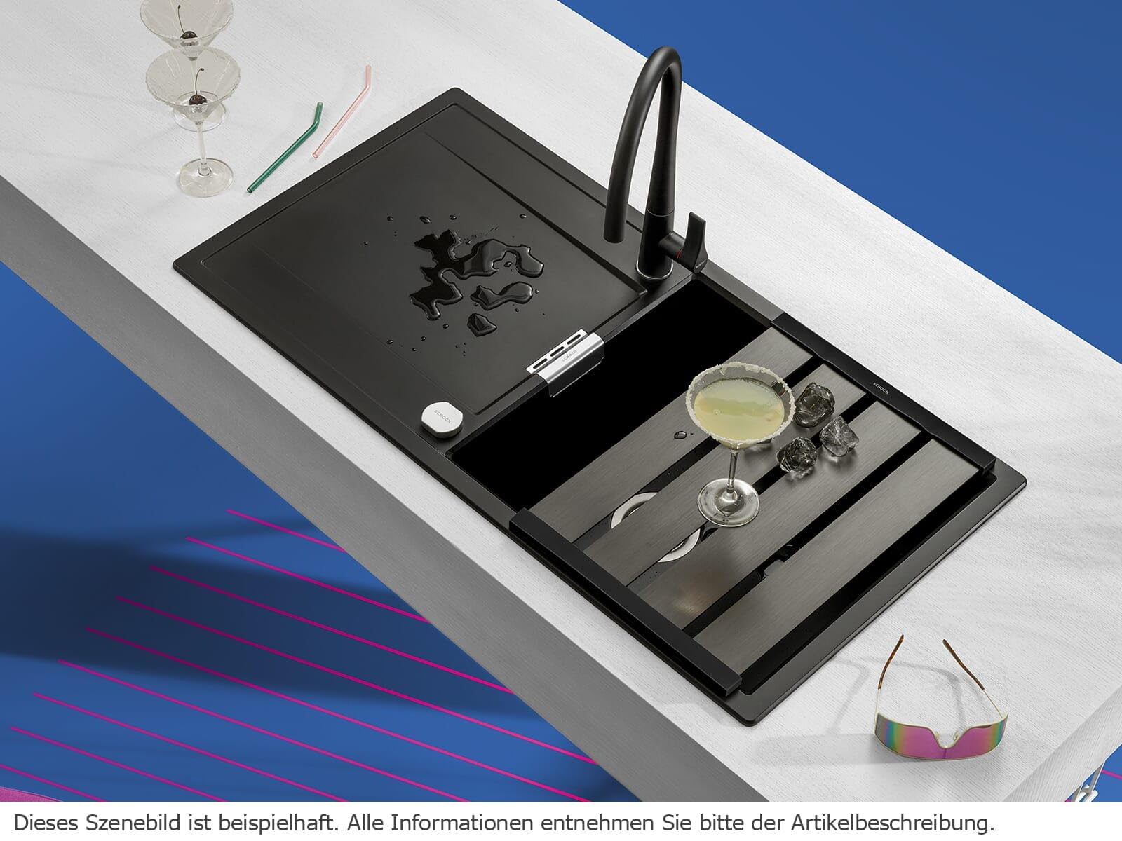 Schock Design Abtropfgitter in gebürstetem Edelstahl Look (629725EDM)