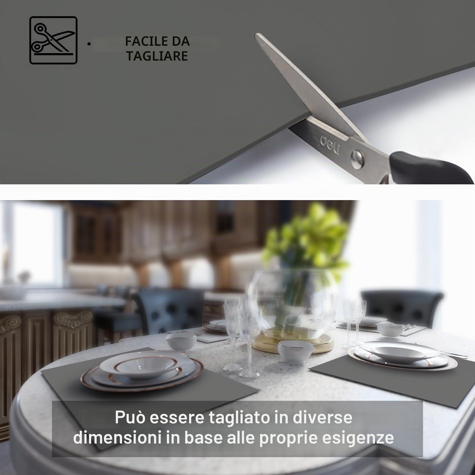 Tappetini in silicone per bancone della cucina, 120 x 60 cm, tappetino extra large in silicone da 2 mm, tappetino antiscivolo resistente al calore, protezione per il piano di lavoro, tappetino