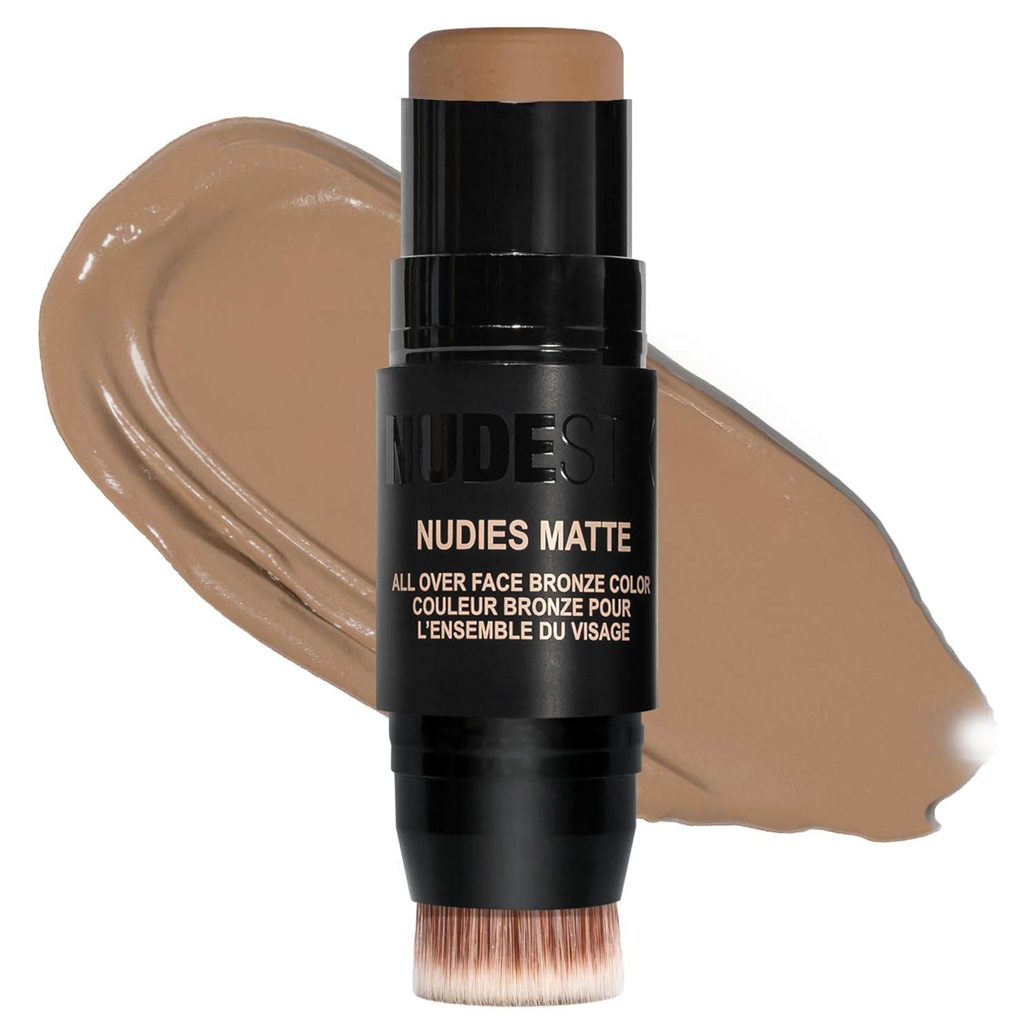 Nudestix Nudies Bronze All Over Matte Bronzing Stick – 3-in-1 Cream Bronzer for Cheeks, Eyes & Lips with Built-In Brush | Natural Contour & Sun-Kissed Glow