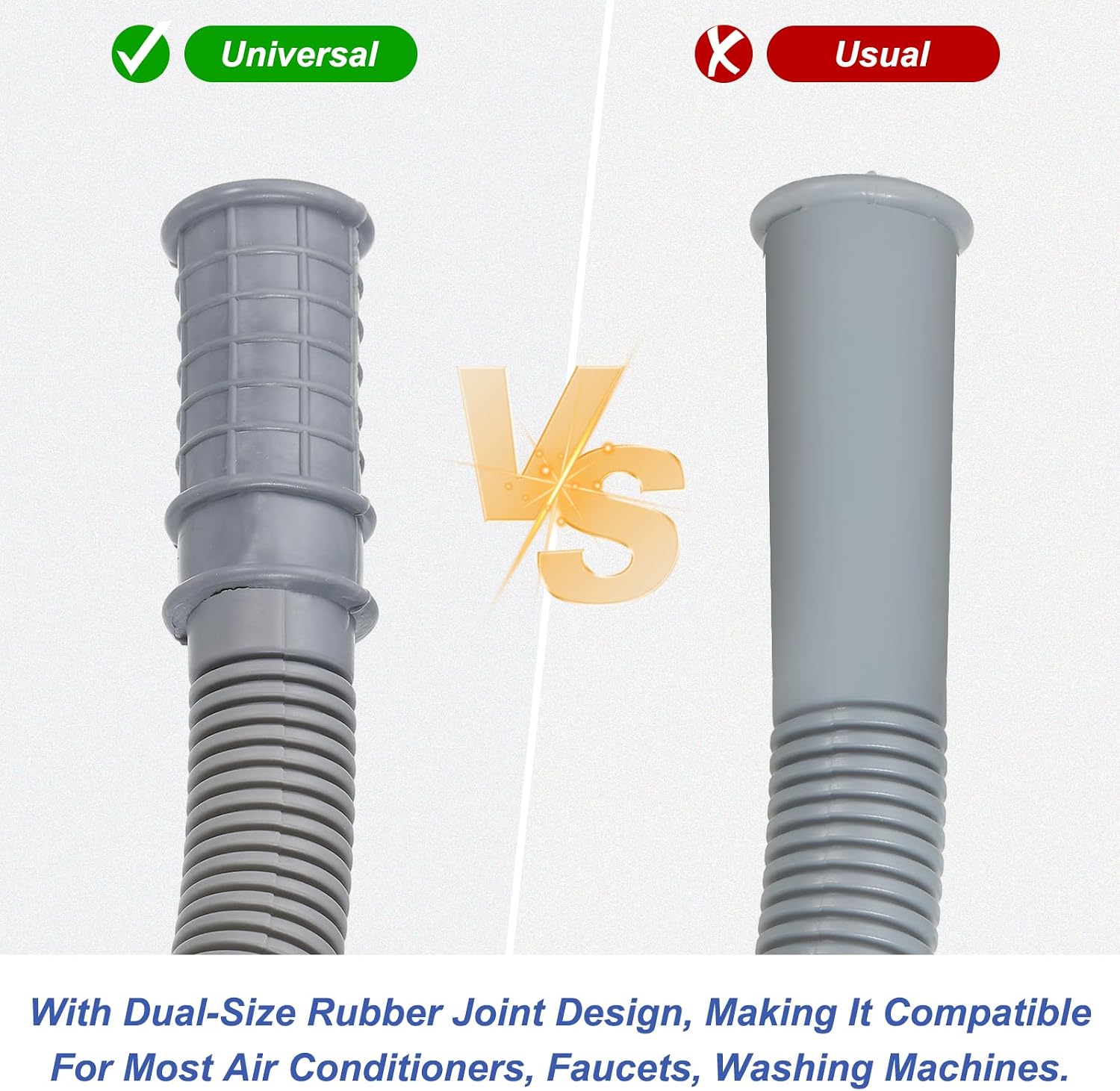 PATIKIL 2Ft Air Conditioner Drain Kit, 2 Set Universal AC Drain Hose Connector Hose with Clamp & Rubber Adapter for Mini-Split Window Portable AC Unit Dehumidifier Faucet, Dark Gray
