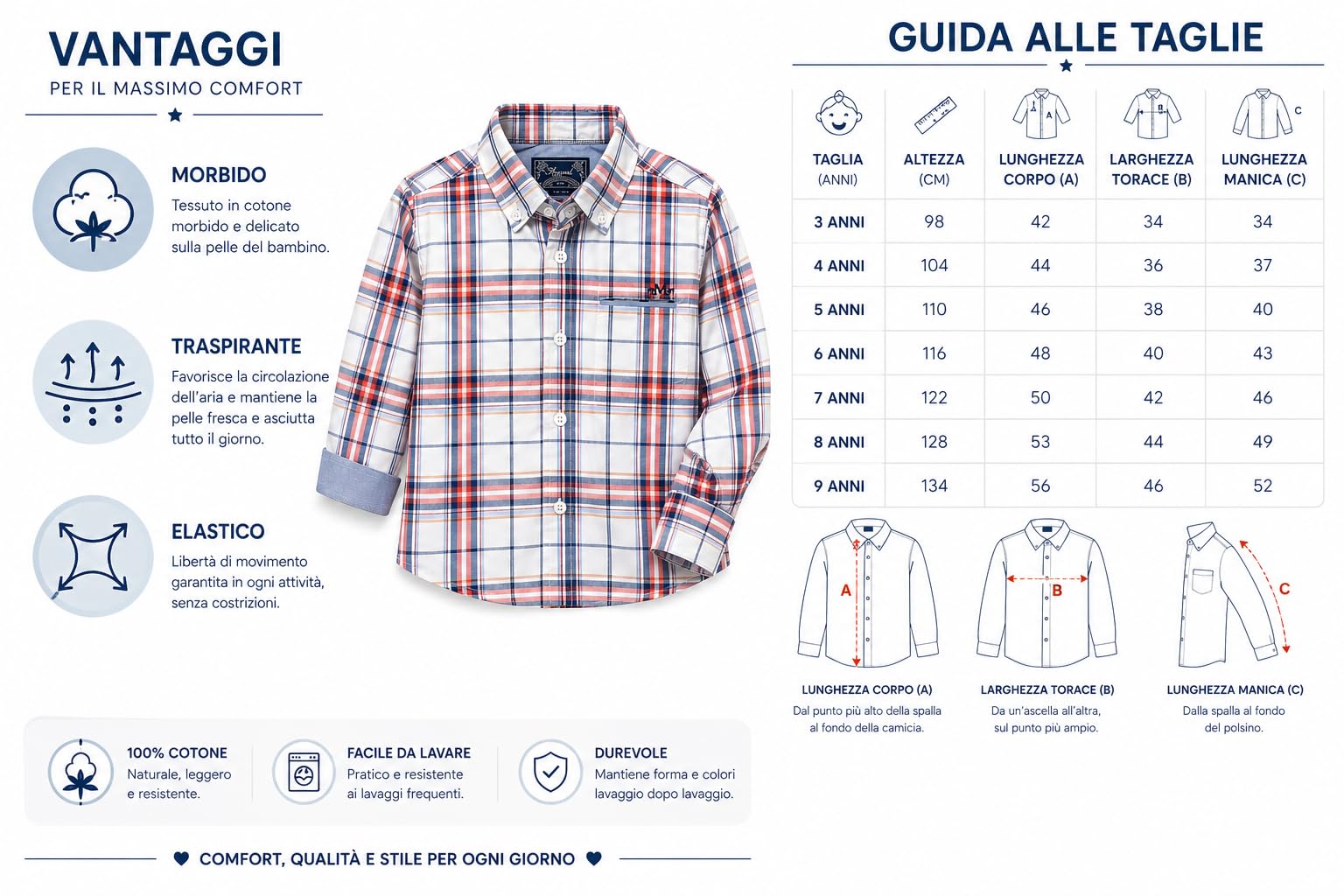 Mayoral Camicia Bambino a Quadri, Cotone, Manica Lunga