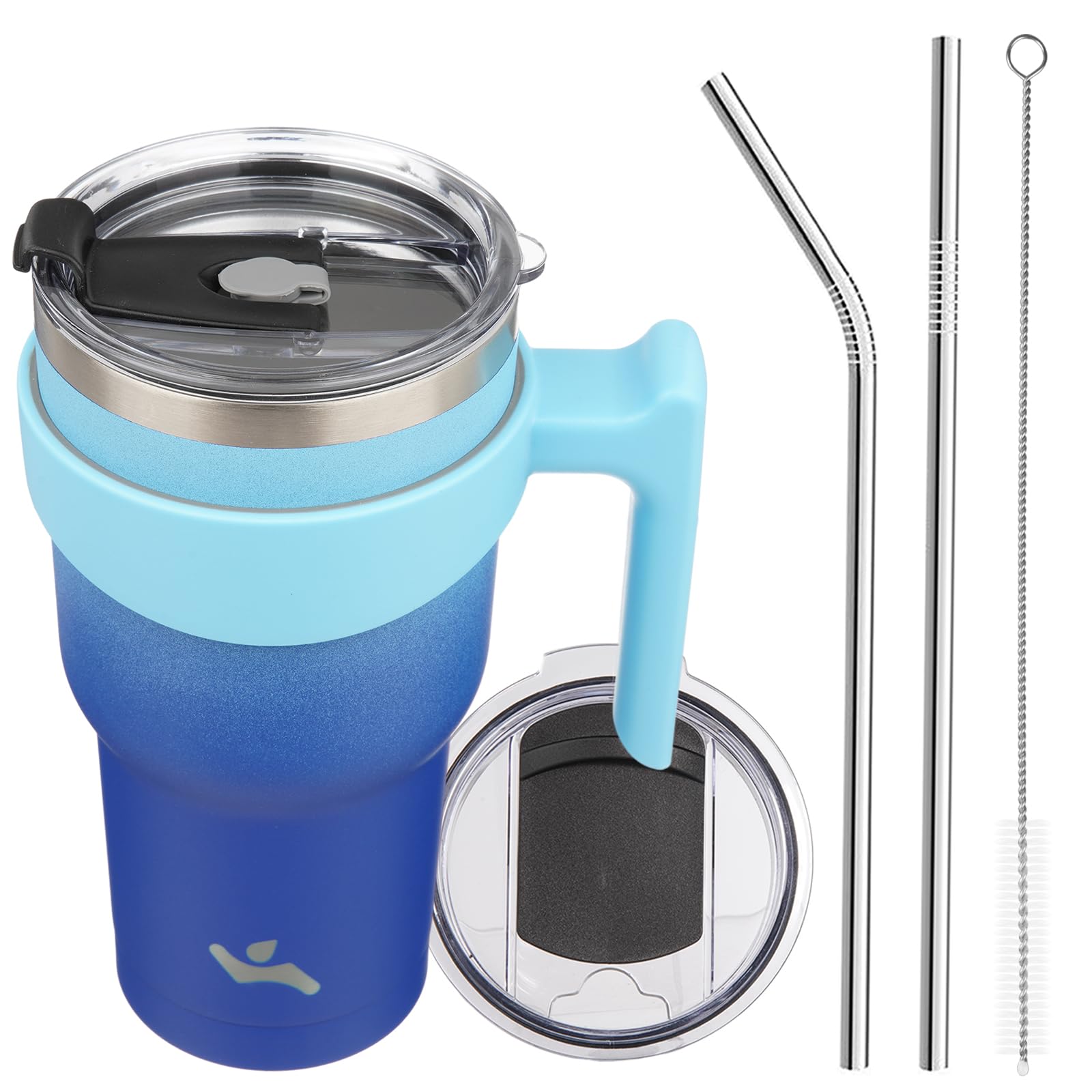 Konokyo 30 oz Tumbler with Handle and Straw, Insulated Travel Mug