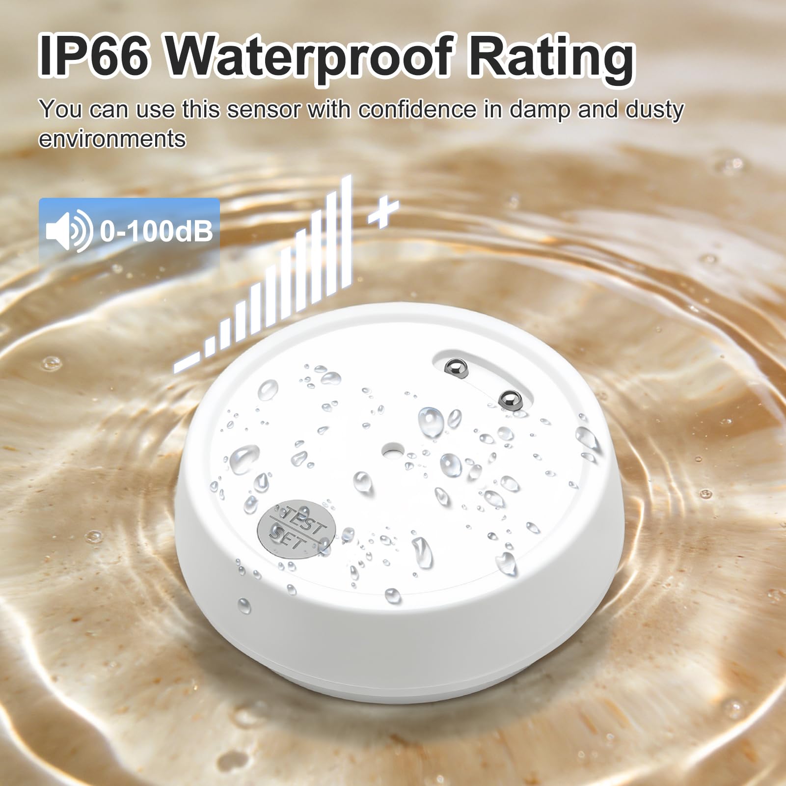 Détecteur de Fuite d’Eau Connecté Ultra Fin Capteur Anti-Inondation Sirène 100 DB pour Alerte App et Domotique Intelligente Alarme de Capteur d'eau pour Cuisine Salle de Bain sous-Sol