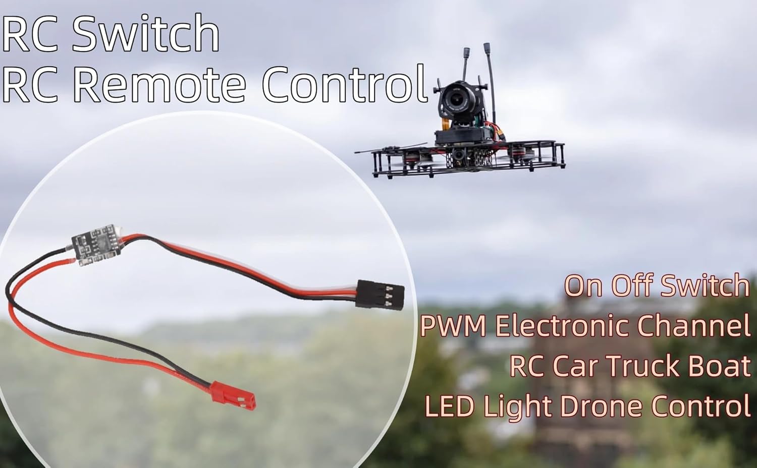 RC Switch, RC Remote Control On Off Switch PWM Electronic Channel for RC Car Truck Boat LED Light Drone Control, 3‑5V 2A