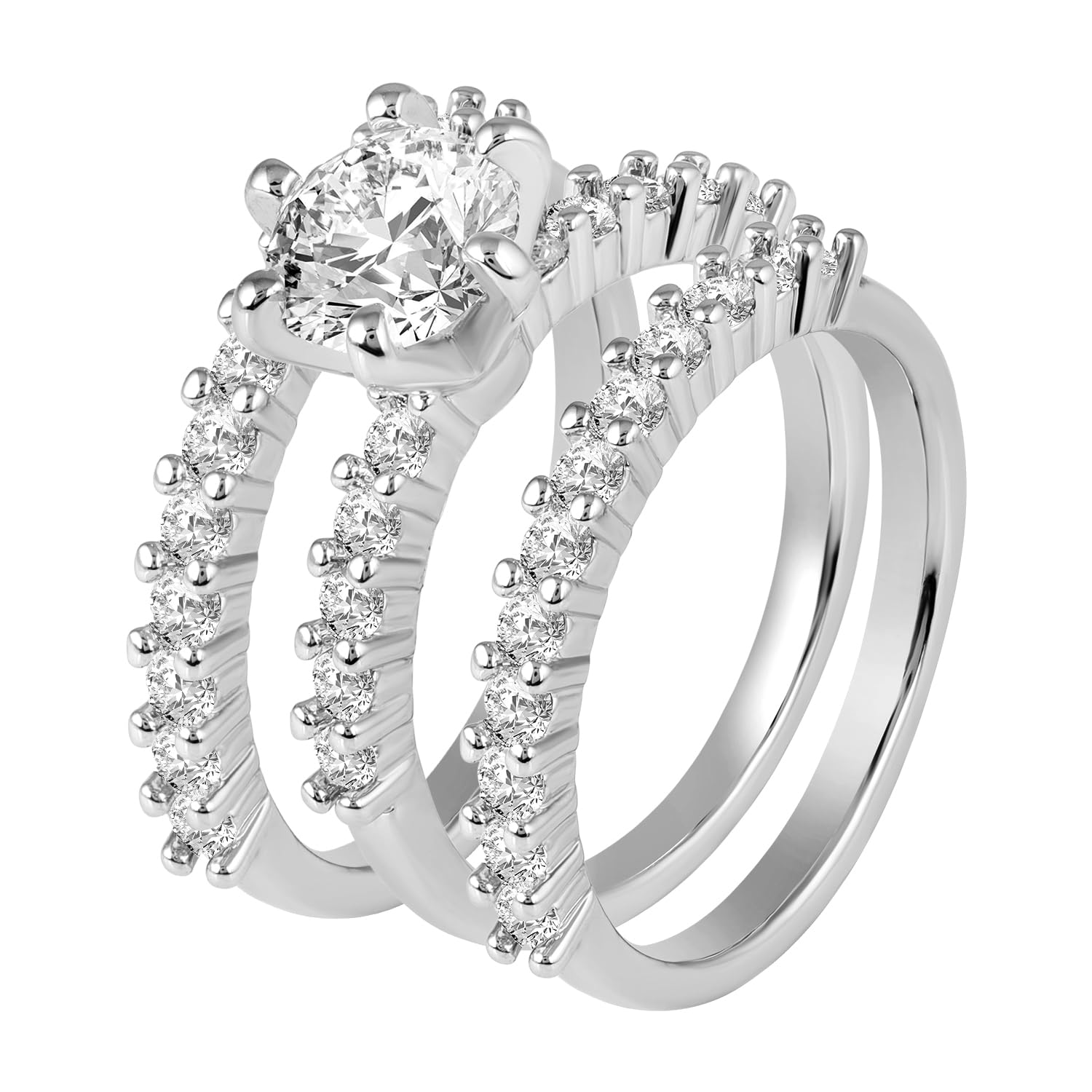 peora White Stylish Bridal Finger Ring Jewellery for Women & Girls | Silver Plated | Size - US 7 | Cubic Zirconia & Crystal Studded | Fancy Design Jewellery | Anniversary Valentine Birthday Gift for Her-picture-34