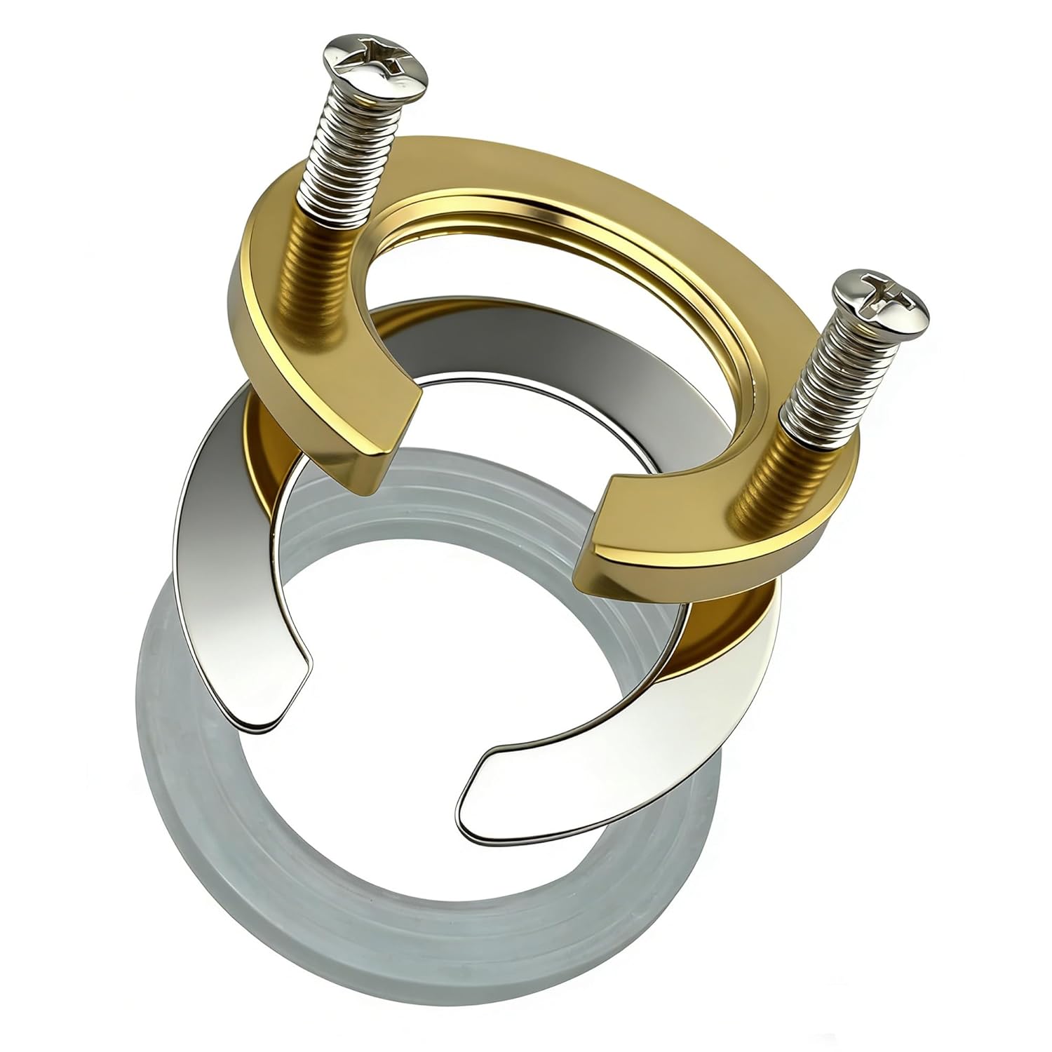 3 Sets 1.22in/31mm Faucet Fixing Nut Kit Universal Fit for Hot/Cold Water Tubes, Heavy-Duty Faucets Brass&Stainless Steel Anti-Loosening Lock Nut Set for Kitchen/Bathroom Sink Installation