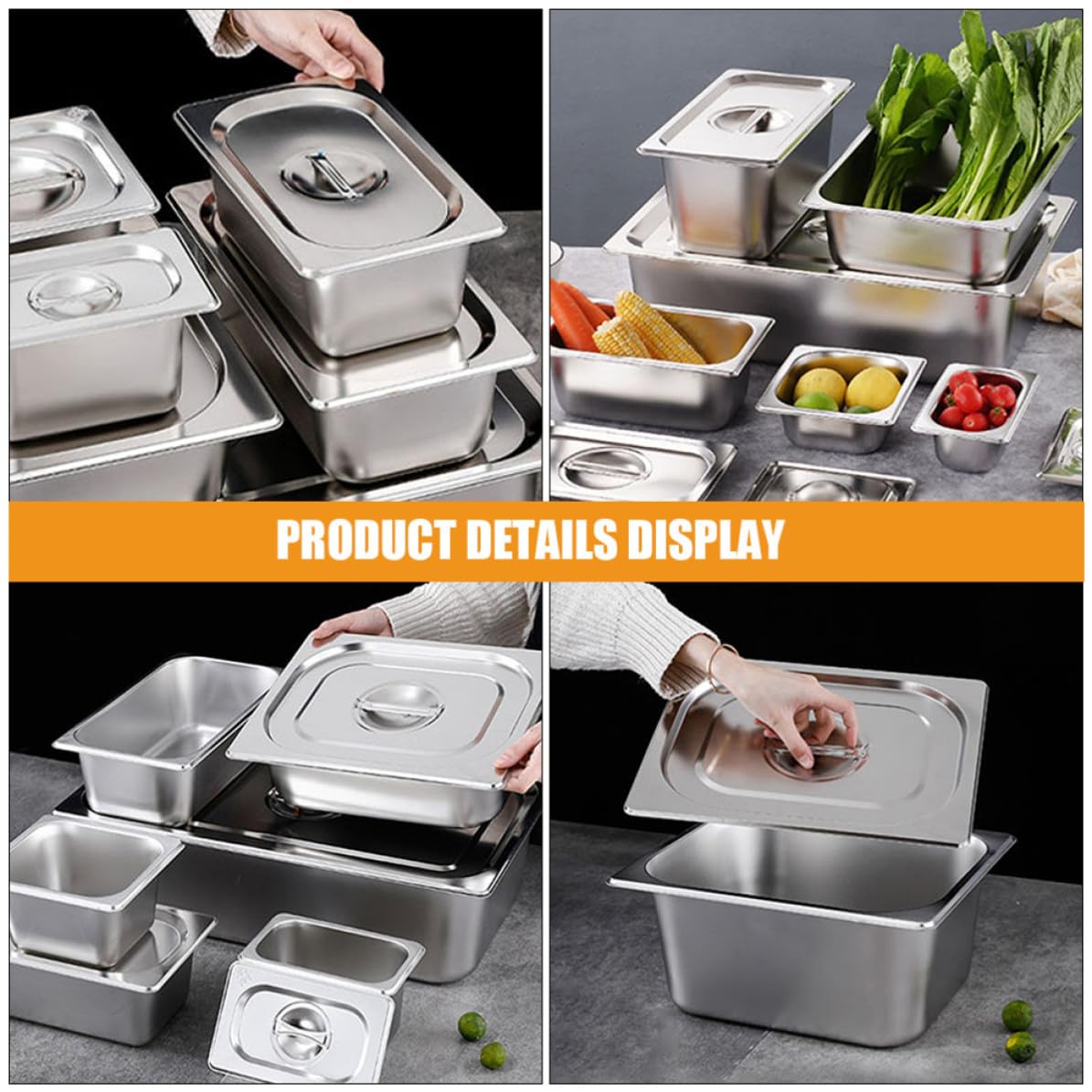 Reutilizables y Fáciles de Limpiar Juego de 2 Bandejas Rectangulares de Acero Inoxidable Plata Ideales para Servir Buffet y Catering para Servir Buffet y Catering