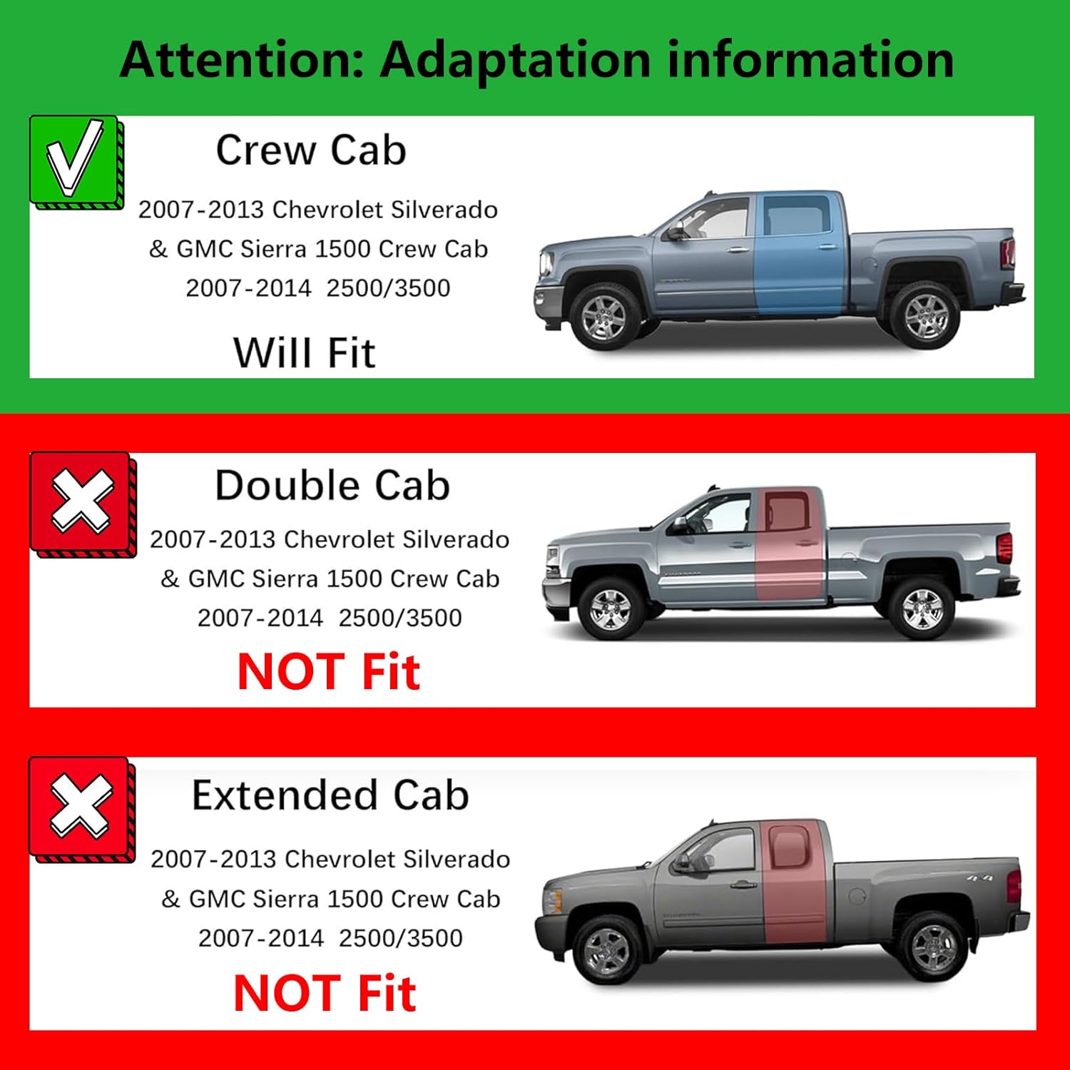 Floor Mats for 2007-2013 Chevy Silverado & GMC Sierra 1500 Crew Cab 2007-2014 2500/3500 HD TPE All Weather Full Cover Protection,Front & 2nd Row - Image 2