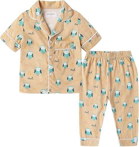 Mud Kingdom Big Boys Pajamas Set Cute Cartoon Printed Short Sleeve Shirt and Pan
