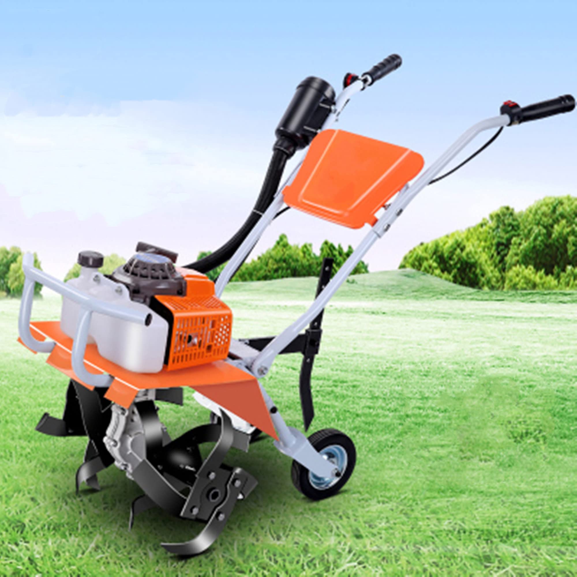 Glebogryzarka spalinowa Rotovator, 68cc Glebogryzarka spalinowa, 40 cm szerokości uprawy i 15 cm-30 cm głębokości uprawy, silnik 2-suwowy, Glebogryzarki ogrodowe
