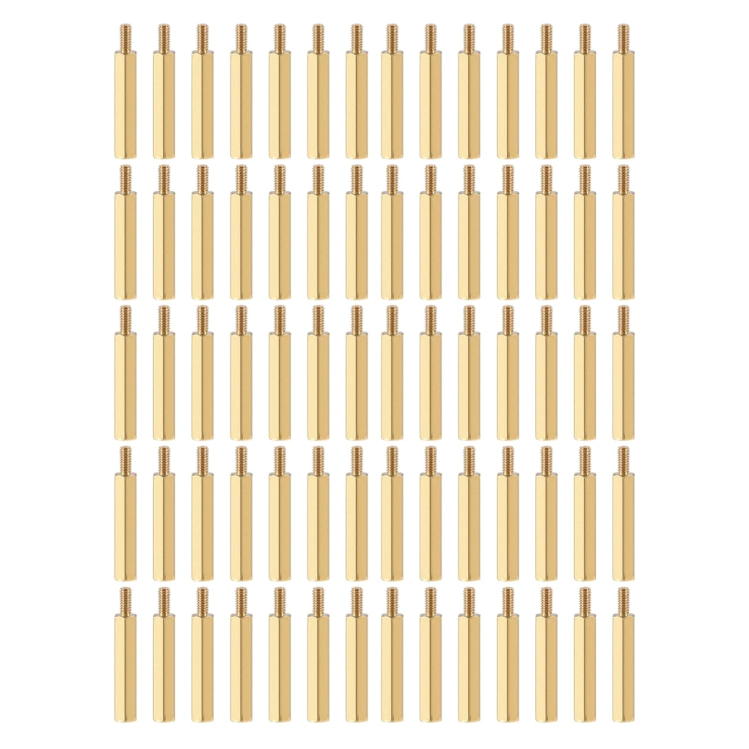 YOKIVE 50 Pcs M2.5 Standoff Screws, Brass Hex PCB Standoffs, Keep Height Consistent, Great for Motherboard (Gold Tone, 25mm+6mm)