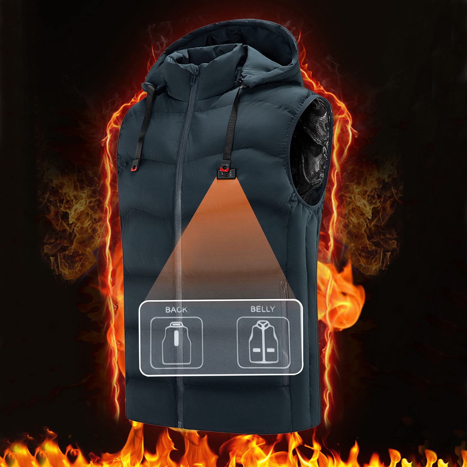 Gilet Chauffant,Lavable Veste Chaude D'Hiver Gilet Chauffant Moto Electrique Manteau Chauffant Électrique Chargement Usb Pour Le Ski La Moto L'Extérieur Le Camping