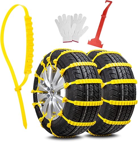 Oziral Cadenas de nieve universales 12 cadenas de neumáticos antideslizantes ajustables de emergencia en invierno aptas para la mayoría de