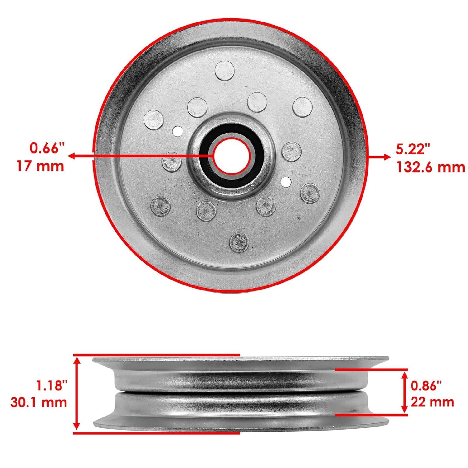 Caltric AM135526 AM128118 AM143737 AM136693 Idler Deck Pulley Compatible with John Deere 54" 48"