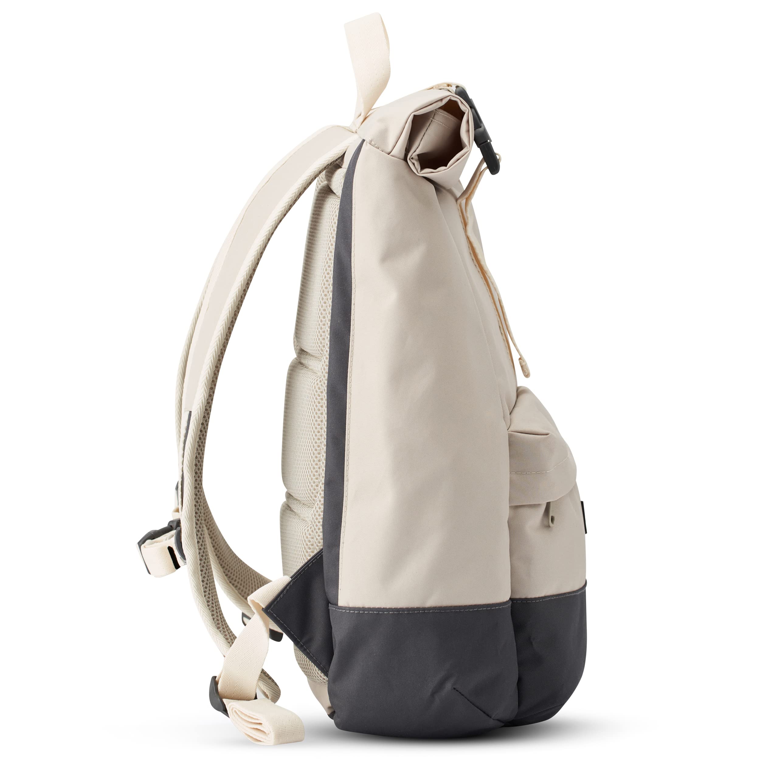 LARKSON Zaino Donna & Uomo Grigio - Alva - Zainetto Porta PC 15.6 Pollici - Rolltop ideale per Scuola, Viaggio, Lavoro Sportivo, Università - Idrorepellente