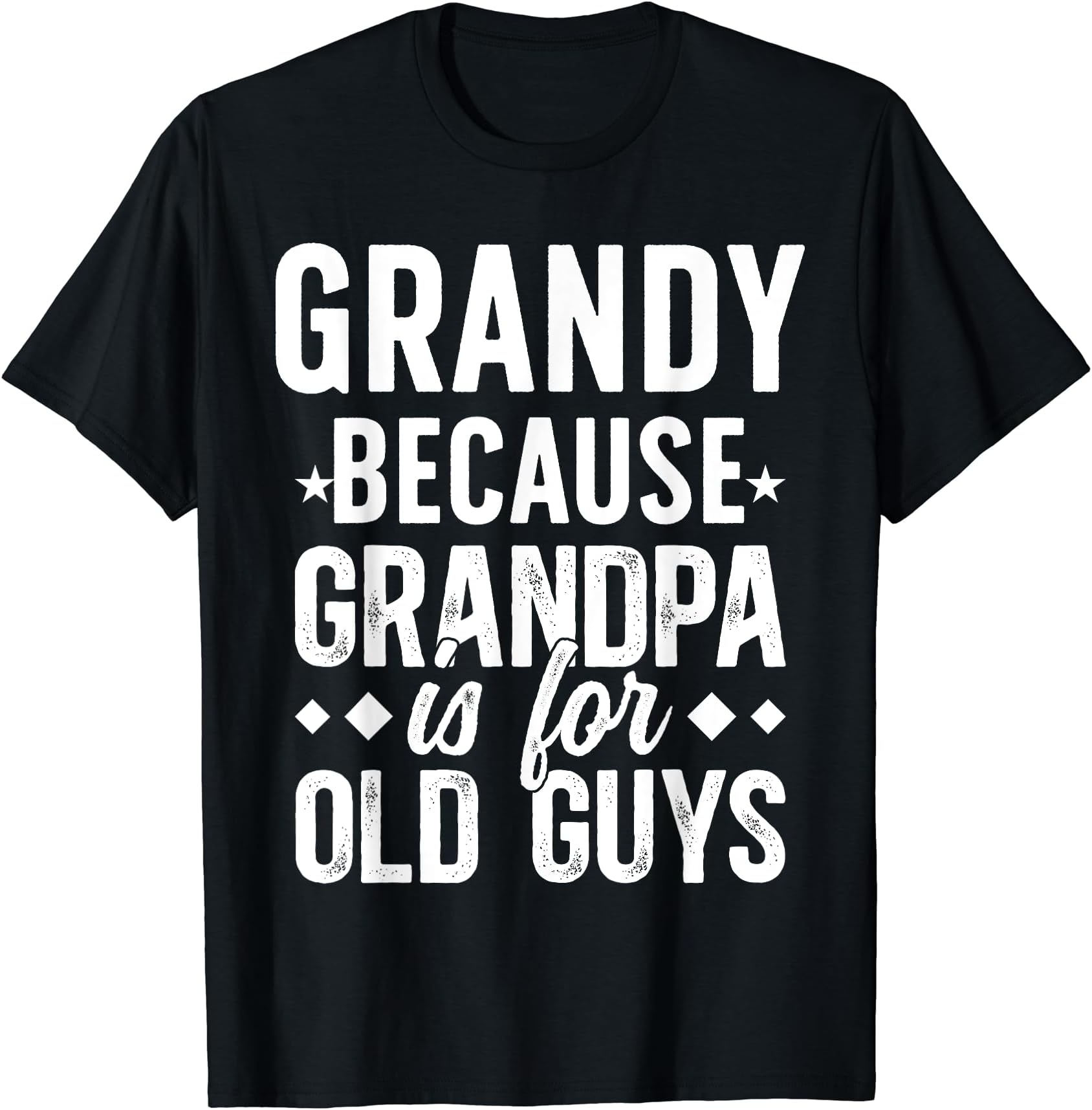 Funny Grandy Grandpa T-Shirt - Black, Small - Men's Modern V-Neck Short Sleeve T-Shirt - Grandfather, Father's Day