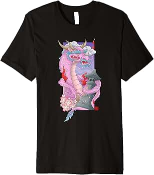 Amazon.com: Japanese Pink Dragon Premium T-Shirt : Clothing