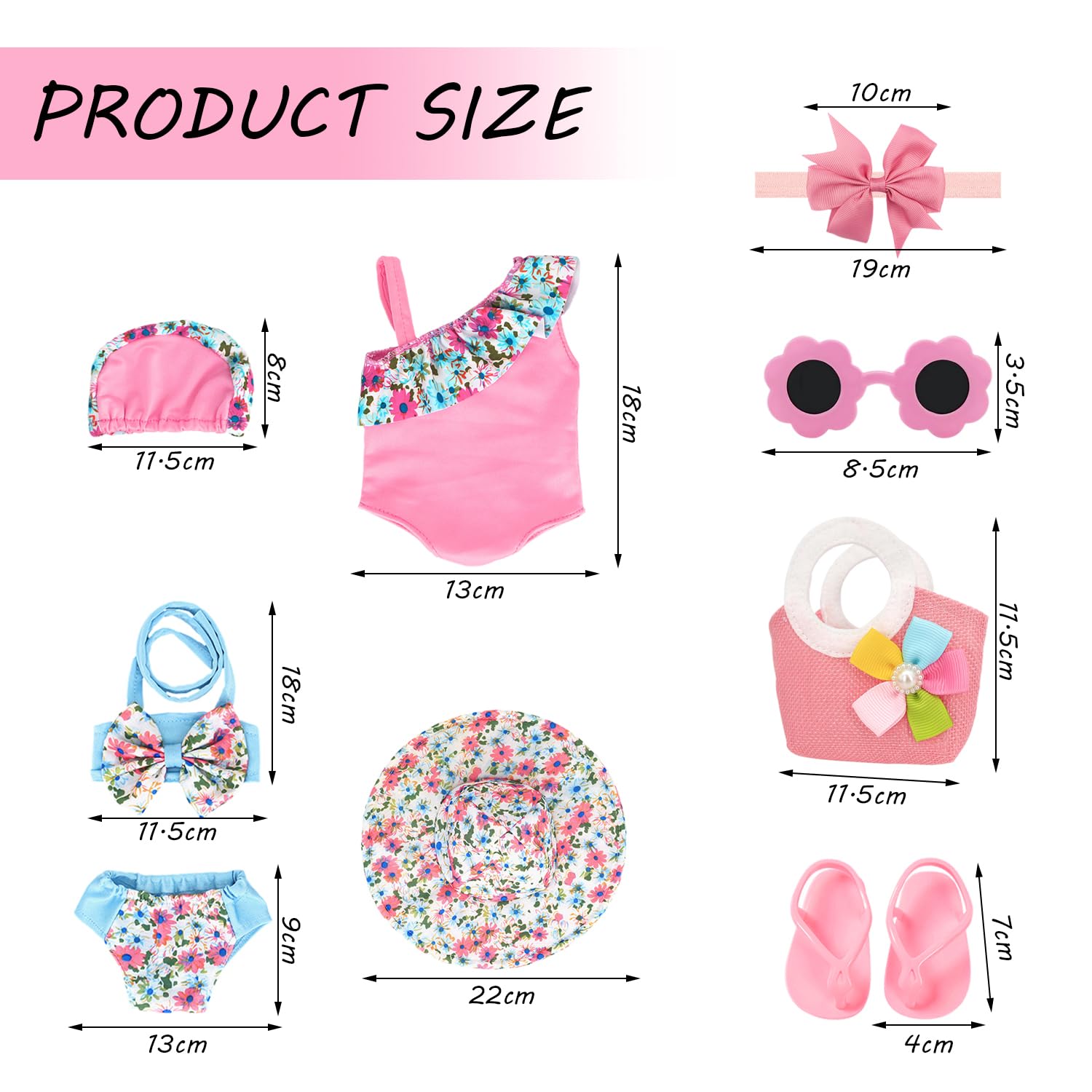 2 Pieces Swimsuits With Hat, 1 Pair Of Slippers, 1 Piece Handbag, 1 Piece Sunglasses And 1 Piece Headband, Cute Crossbody Bag - Image 2