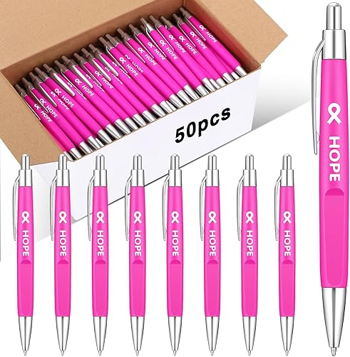Miniatura 3 de 50 bolígrafos de cáncer de mama a granel, color rosa, morado, naranja, listón, bolígrafo de concienciación, pulseras antiviolencia, conciencia sobre