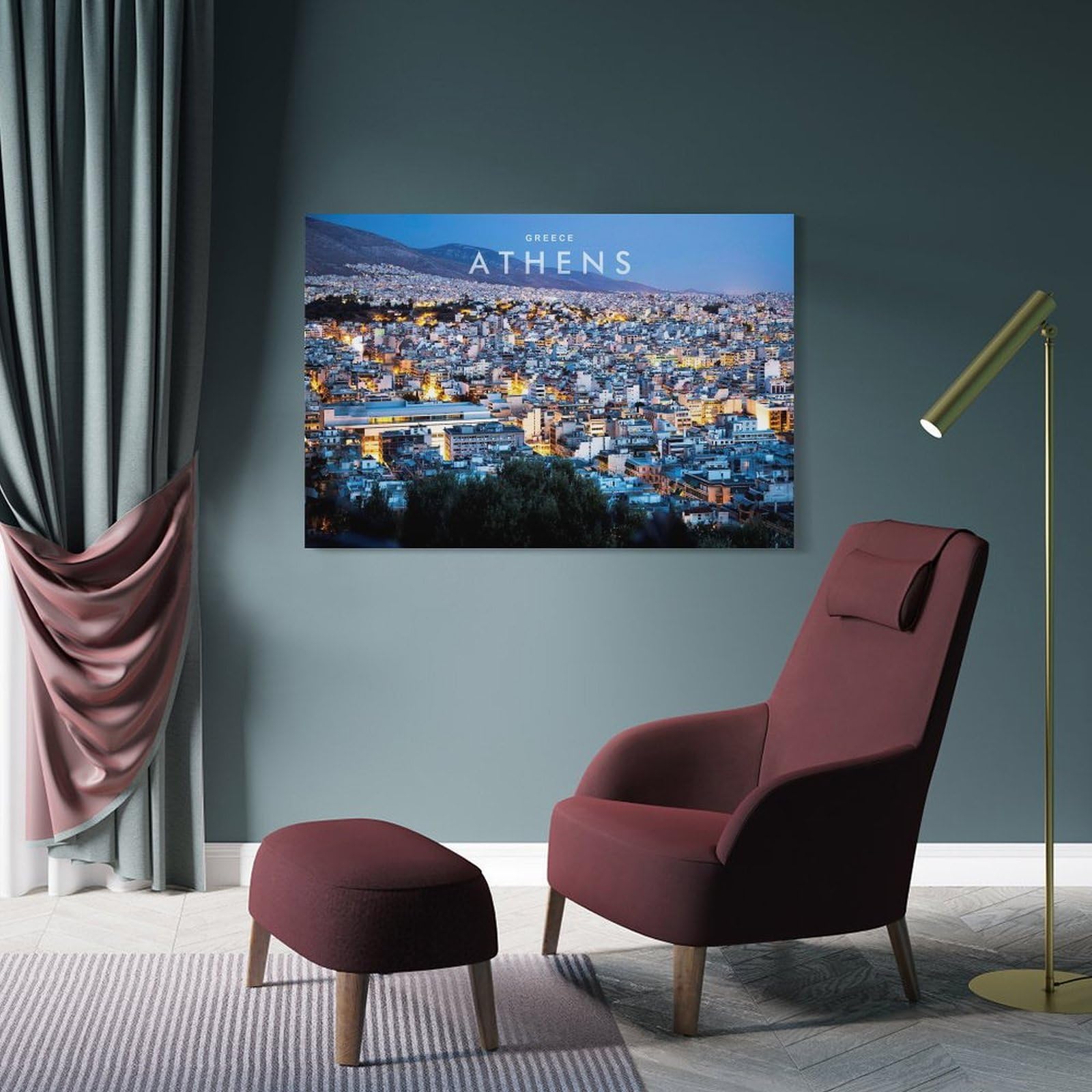 Junmoney Canvas Wall Decor Athens Greece(3), 20x30inch(50x75cm), for Bedroom, Guest Room Or Reading Nook, Decorative Wall Art for Cosy Rooms