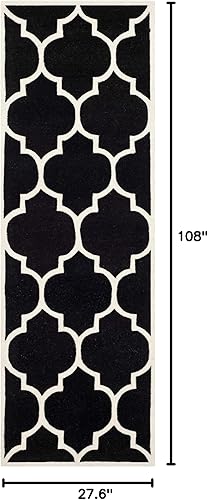 Miniatura 6 de SAFAVIEH Chatham Collection CHT733C - Alfombra redonda de lana geométrica de alta calidad, 8 pies 9 pulgadas, color azul oscuro y marfil