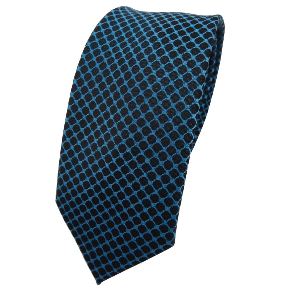 TigerTie narrow tie necktie blue turquoise black patterned - Tie necktie