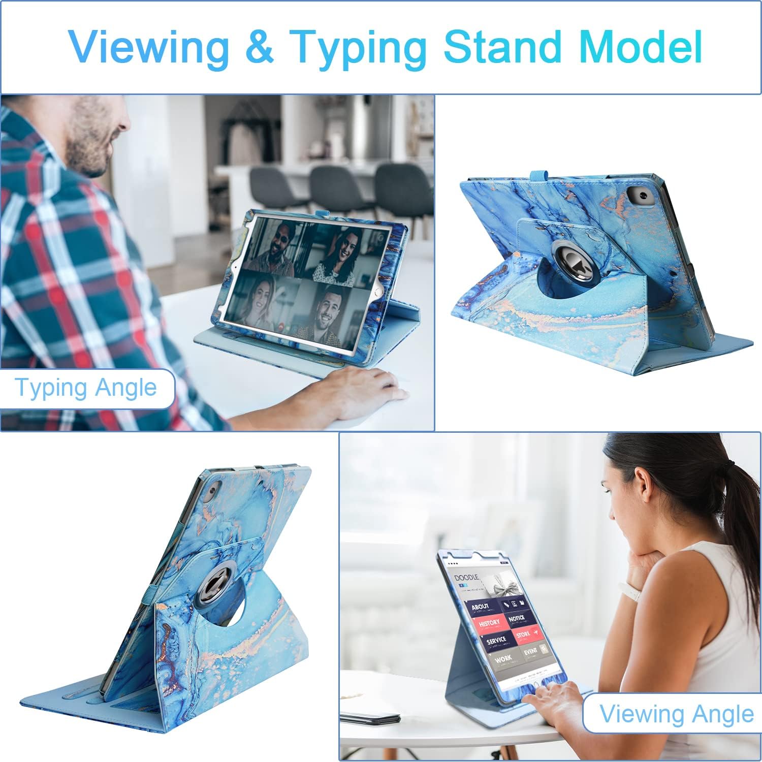 ZoneFoker for New iPad 9th/ 8th/ 7th Generation Case, iPad 10.2 Case, 360 Degree Rotating Multi-Angle Viewing Stand - Image 5