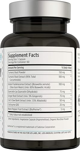 Miniatura 2 de LES Labs Salud inflamatoria apoyo articular, función muscular y relajación, movilidad, respuesta saludable a la inflamación, cúrcuma, boswellia,