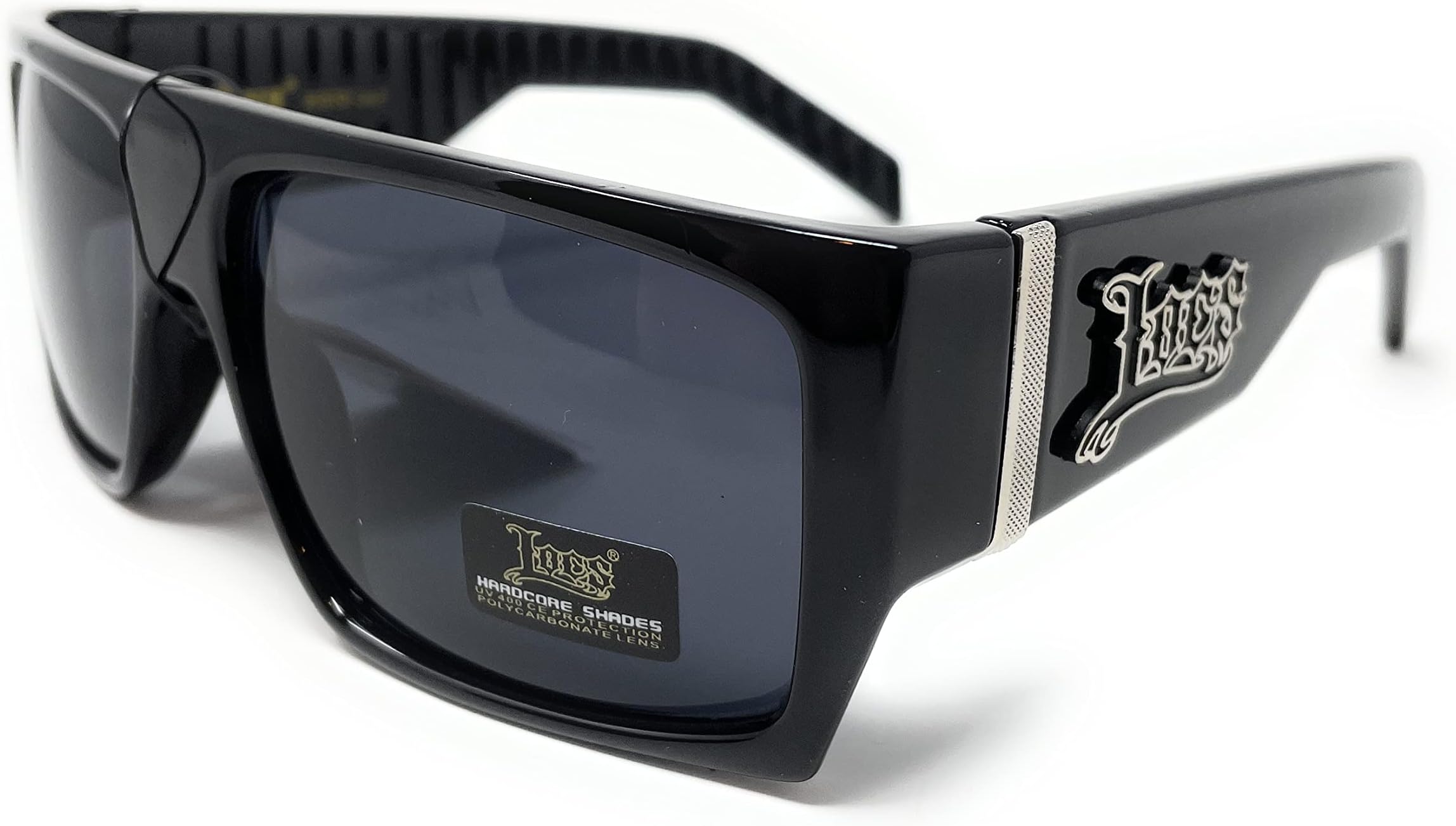 LOCS Hardcore Shades LOCS 91010 Black Sunglasses | Gangster Square Flat Top Cholo OG Low Rider Shades for Adult, Black, 2XL, Black
