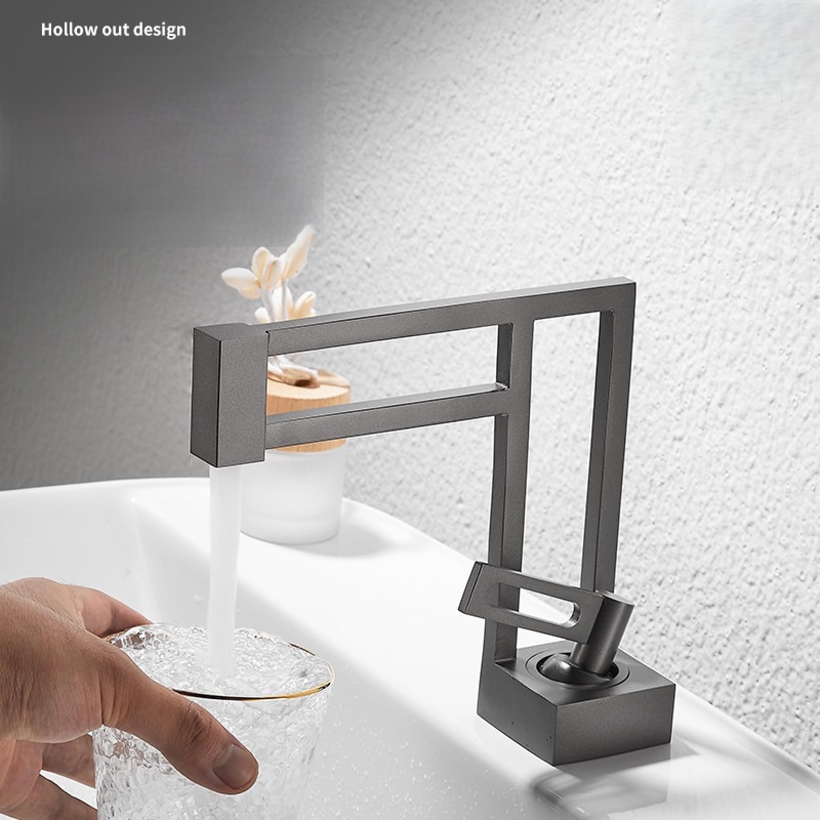 Grifos de agua fría y caliente ahuecados para baño de cobre