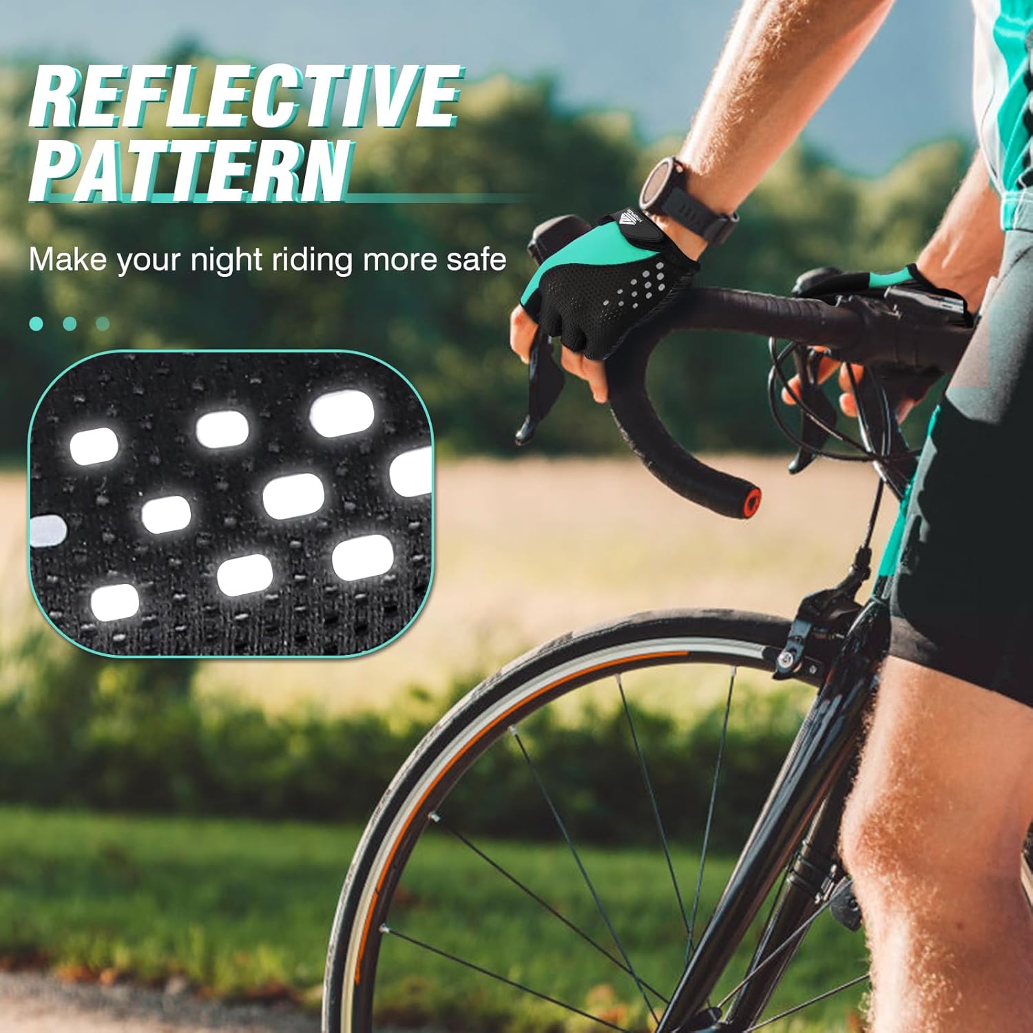 Bike Gloves Cycling Gloves Biking Gloves for Men Women with Anti-Slip Shock-Absorbing Pad,Light Weight,Nice Fit,Half Finger Bicycle Gloves - Image 7