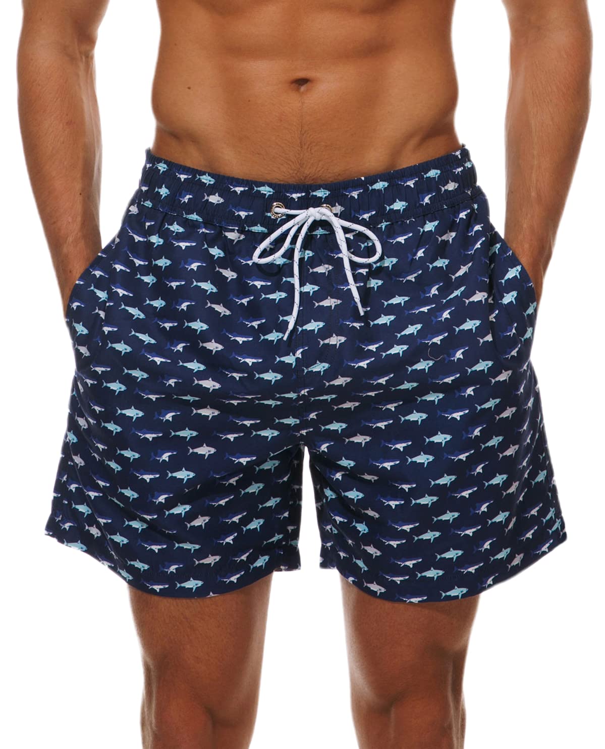 LEZUAN Bañador Hombre Corto con Bolsillo, Bañadores de Playa con Cordón, Bañadores de Natación Hidrófugo, Bañadores de Surf con Forro de Malla, Transpirable&Secado Rápido