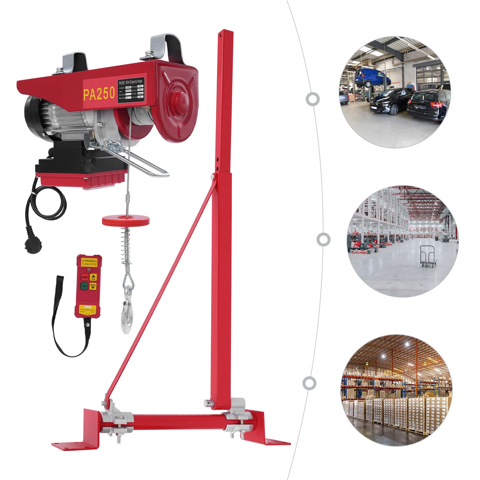 Argano elettrico da 250 kg, 12 m