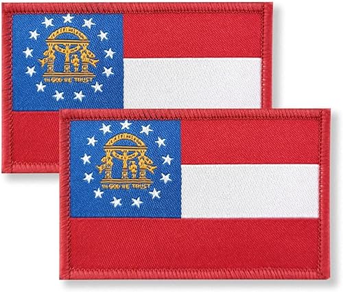 Overdecor Parche de bandera de Georgia - Parches militares tácticos - Cierre de velcro, paquete de 2