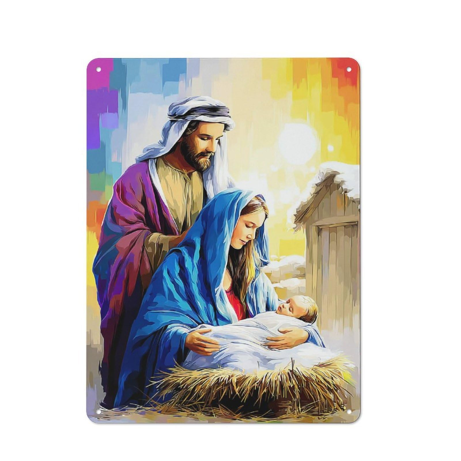 Junmoney Christmas Nativity Scene Painting -5 Retro Tin Sign 40X30cm For Living Room Or Hallway, Gift For Living Room Decor Lovers During The Christmas Season