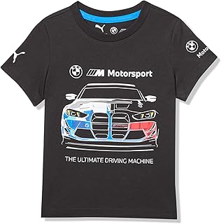PUMA Unisex-Child BMW M Motorsport Graphic T-Shirt, Black Car AH25, Big Kid Small