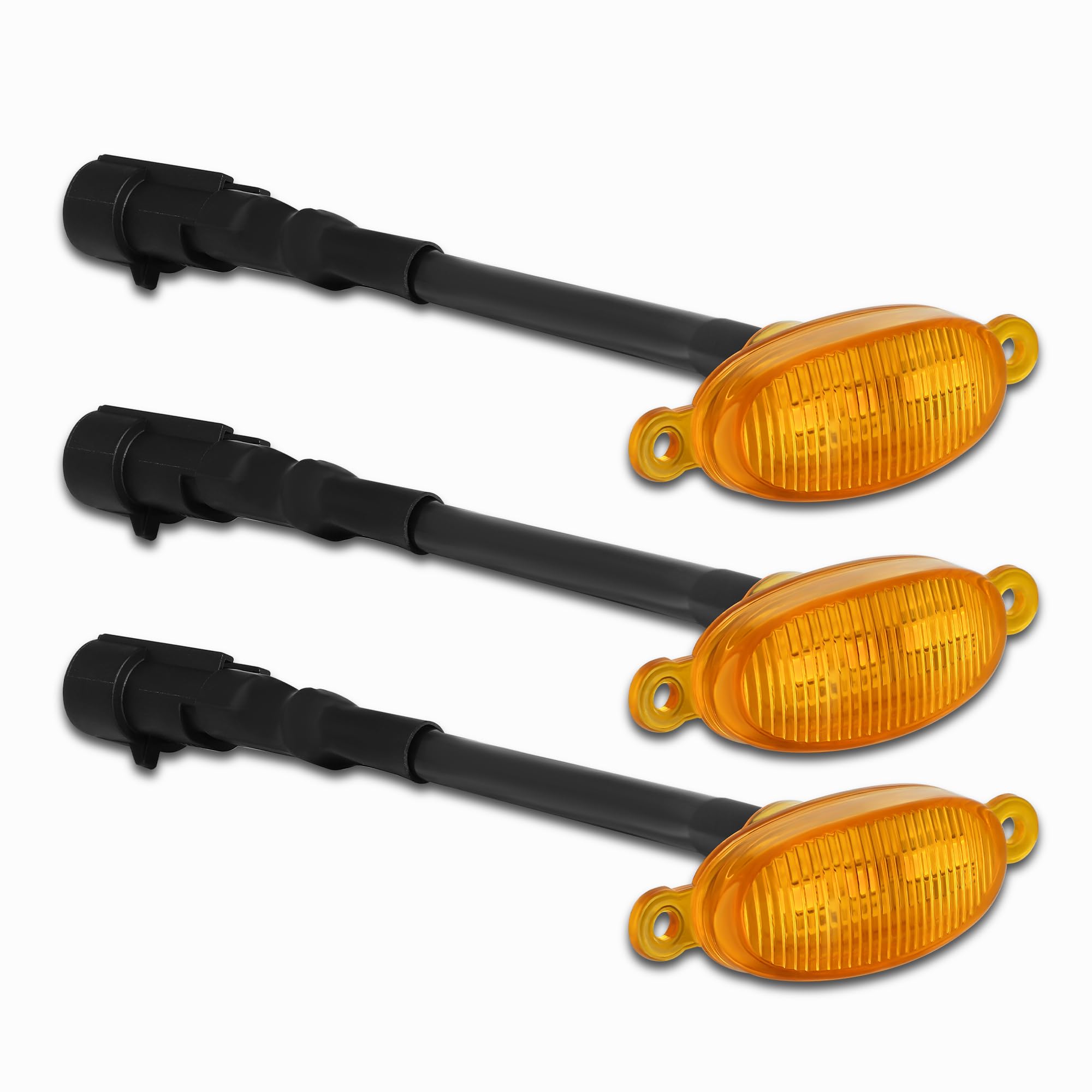 JenuoFront Grille Lights 3PCS 4LED Amber Marker Light Fit For 2010-2014 Ford F150 Raptor, 2017-2022 Ford F150 Raptor Factory Grilles, Grill Decorative LED Accessories (Not For Aftermarket)