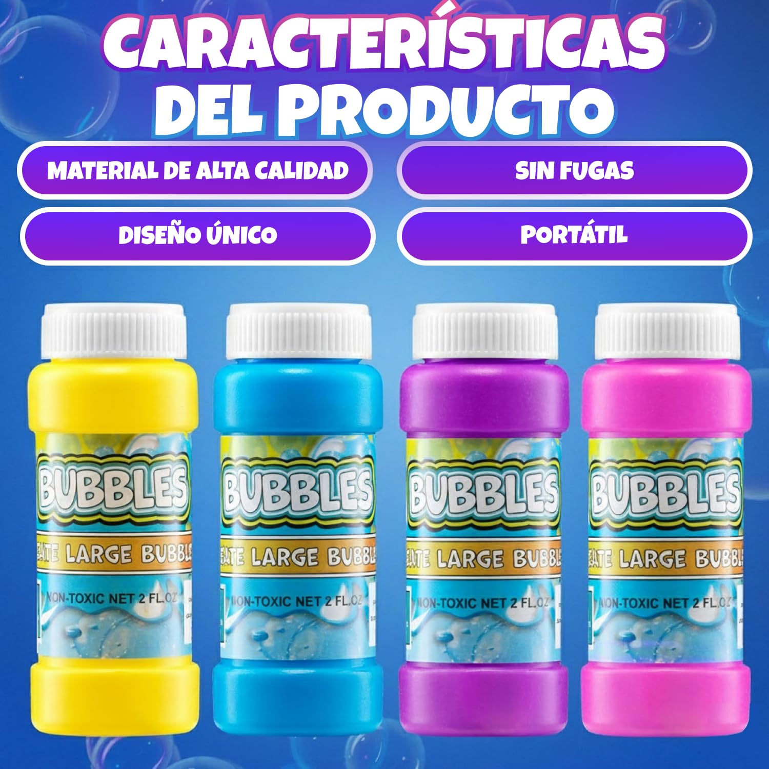Burbujas de Fiesta para niños – Paquete de 24, 59,1 ml con varitas, Colores neón Surtidos para Juegos al Aire Libre, Fiestas de cumpleaños y Bolsas de Regalos