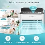 COSTWAY 10000 BTU Portable Air Conditioner, with Fan & Dehumidifier Mode, Quiet AC Unit with Sleep Mode, 2 Speeds, 24H Timer, LED Display, Remote Control, Cool Rooms up to 350 Sq.Ft(White-10000BTU)