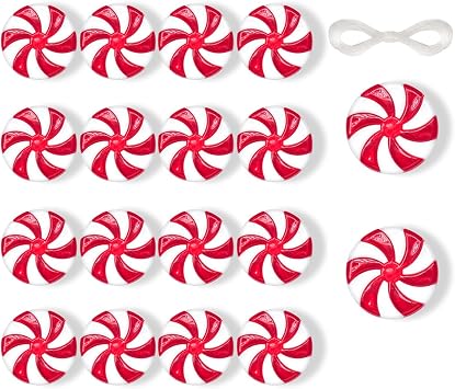 40pcs Christmas Candy Cane Hanging Peppermint Ornaments for Crafts - 35mm Hanging Ornaments for Christmas Tree Home Decorations