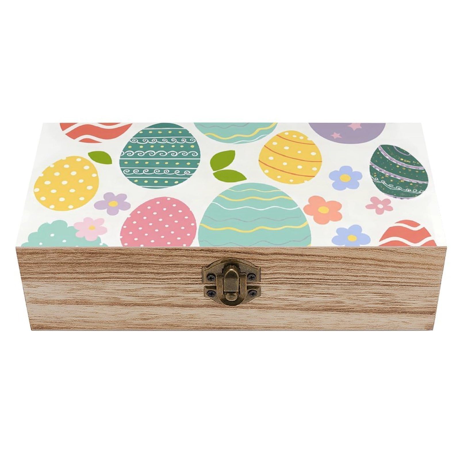 HLBSDM Easter Colorful Eggs Retro Wooden Storage Box Jewelry Art Gift Boxs Decorative Keepsake Boxes