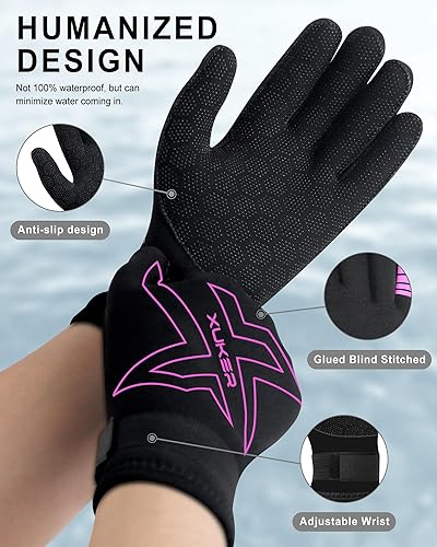 Miniatura 3 de XUKER Guantes de neopreno para mujeres y hombres, guantes de buceo de 0.118 pulgadas para mantener el calor para buceo, buceo, kayak, esnórquel,