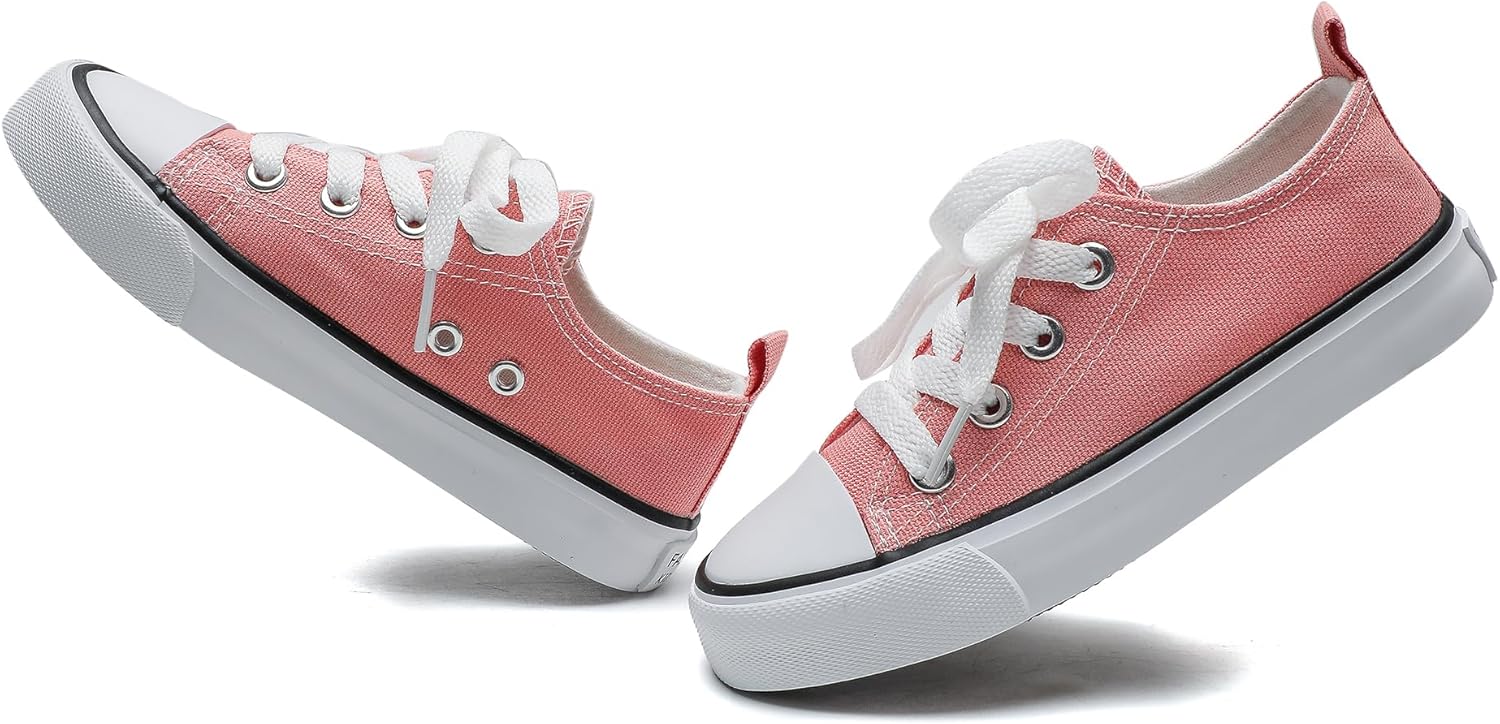Toddler Canvas Sneakers for Boys & Girls - Breathable, Lightweight & Durable Lace-Up Shoes Non-Slip Rubber Sole, Classic School Style for Play & Casual Wear,Ages 2+ 12 X-Narrow Little Kid Light Pink01 image 2 of 7 B0C5WY6JY8